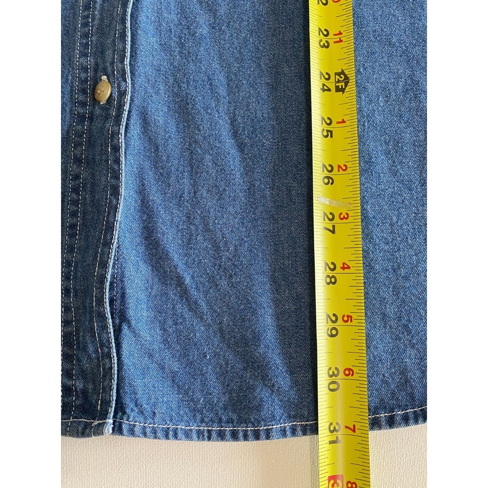 Quizz Again NY Women's Long Sleeve Shirt L Velvet Collar Embroider Bear Denim‎ - Picture 7 of 9